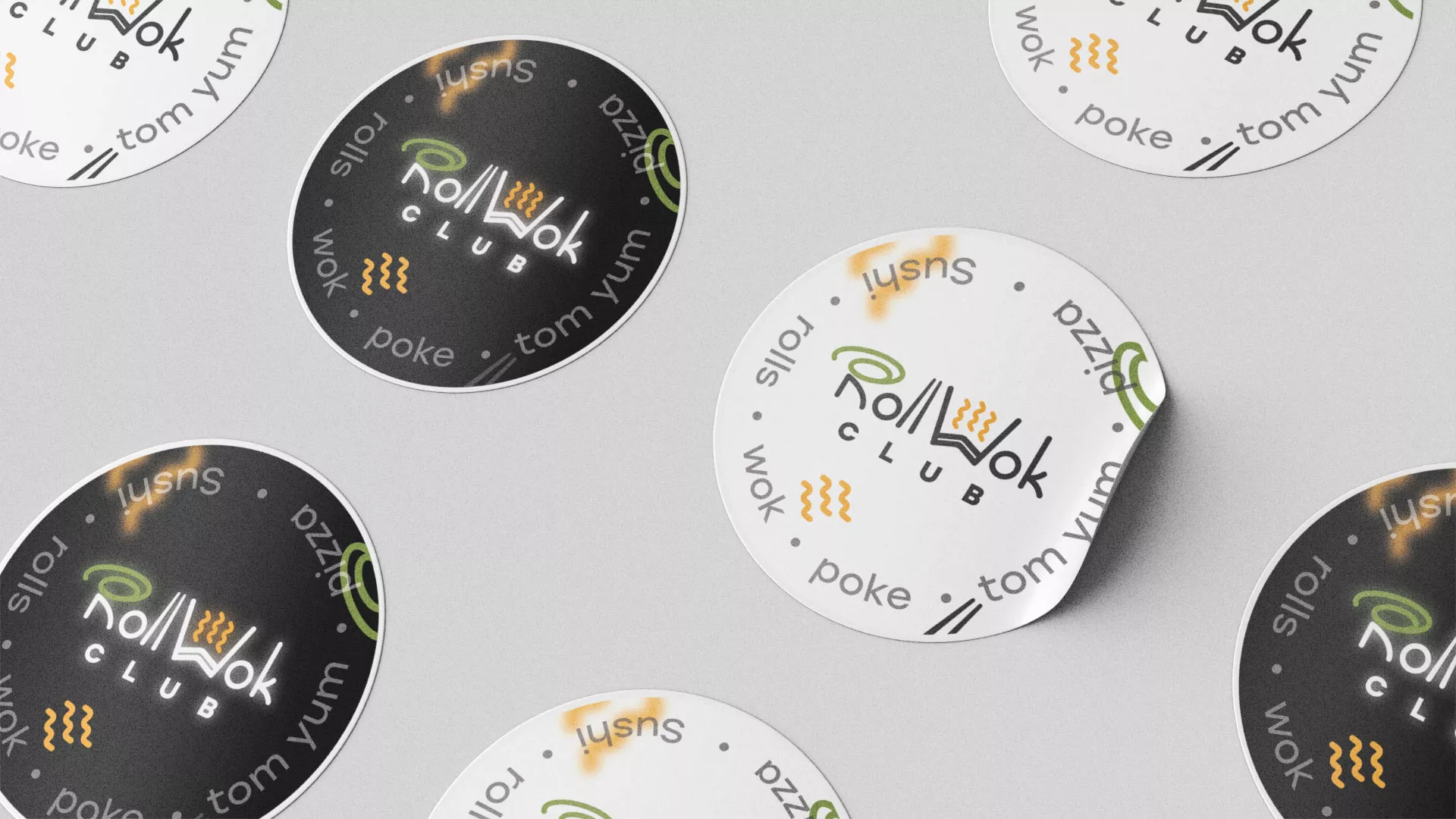 Разработка наклеек для суши-бара «Roll Wok Club» в Хадыженске