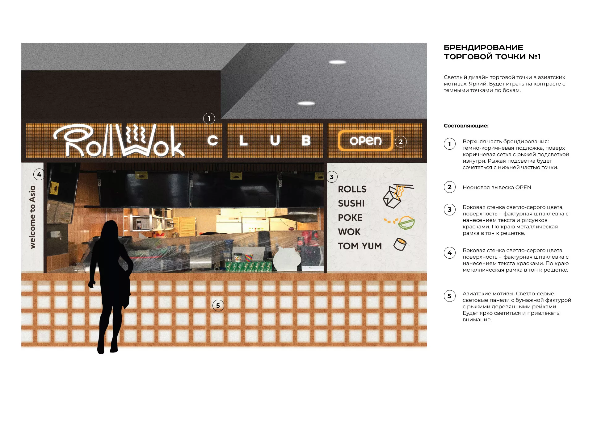 Брендирование торговых точек суши-бара «Roll Wok Club» в Хадыженске